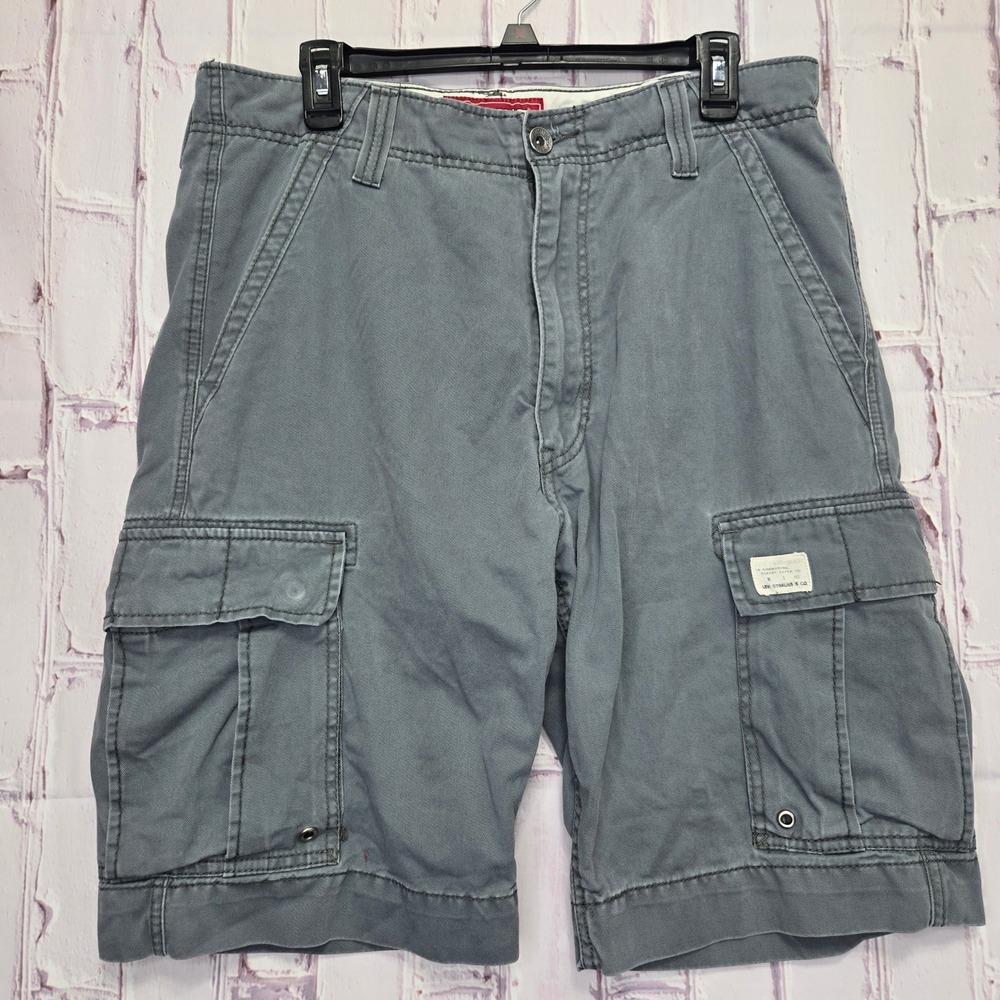 Y2K Levi's Cargo Shorts Gray Cotton Twill Multi Pocket Casual Work Mens W34